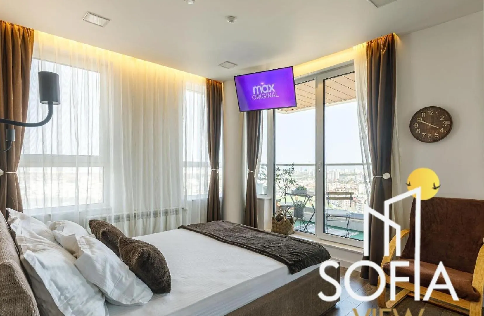 דירה Sofia View - By Metro, Kids Room, Huge Terrace, 2 Garages, Ps5, Playground, Bbq, 24H Security